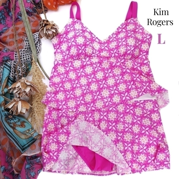 New Kim Rogers Pink Layer One Piece Swimsuit - Picture 1 of 8